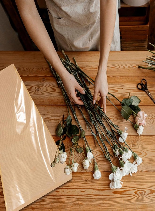 بيشيدا أكياس تغليف الزهور من بيشيدا، 100 قطعة، أكمام باقات من ورق كرافت، 15.7 × 13.7 بوصة، أكمام شفافة لباقات الزهور، لوازم محلات الزهور، عيد الأم، عيد الحب، التخرج - Image 3